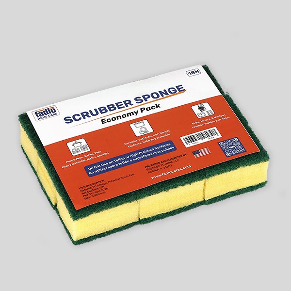 Fadlo Scrubber Sponge Basic Economy Pack (Green Yellow)